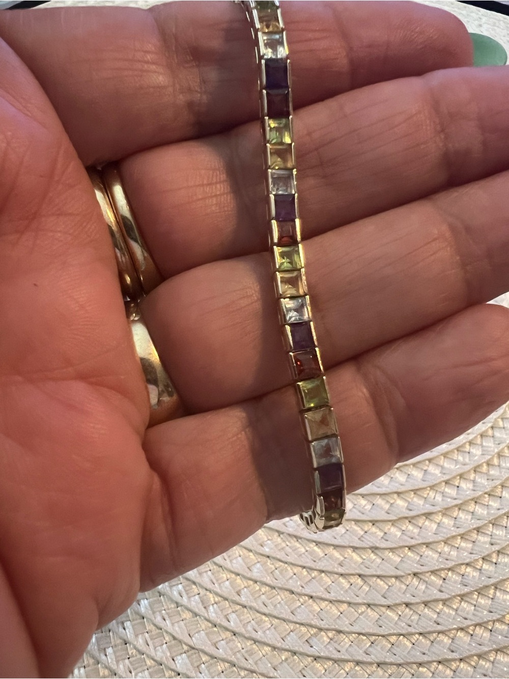 Ross Simmons 925 Gold over Sterling Multicolor Genuine Gemstone Tennis Bracelet